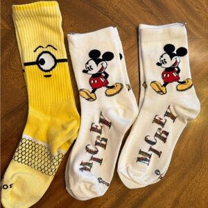 Disney Character Socks Set Mickey Mouse + Bombas Minion Socks Adult